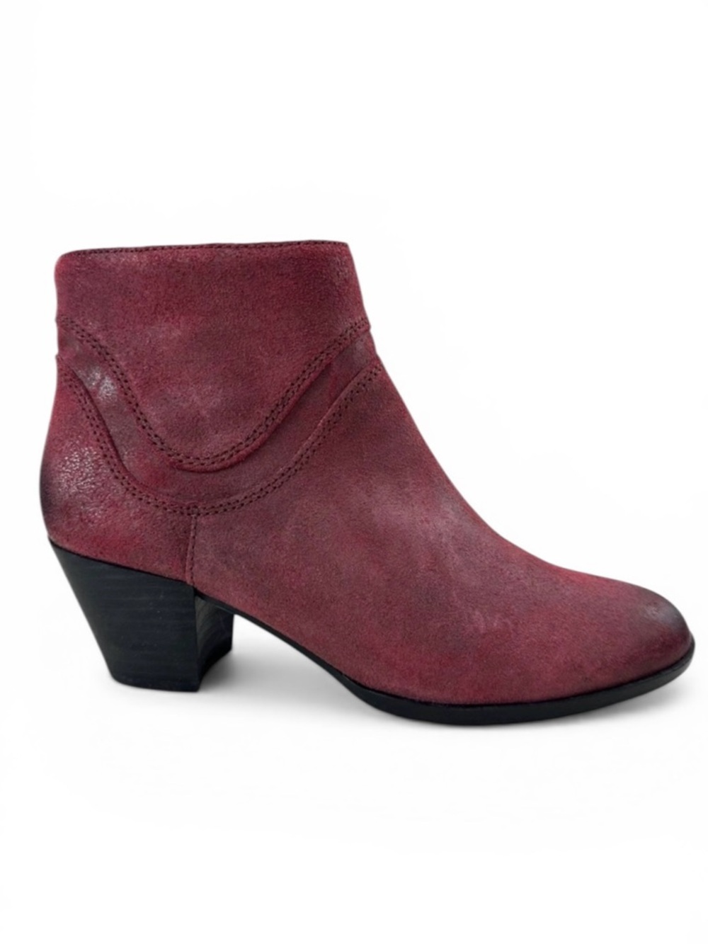 DV by Dolce Vita Burgundy Suede Block Heel Ankle Booties Size 8